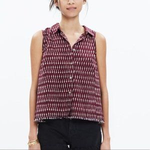 Madewell Moment Sleeveless Ikat Top w/ Fringe Hem